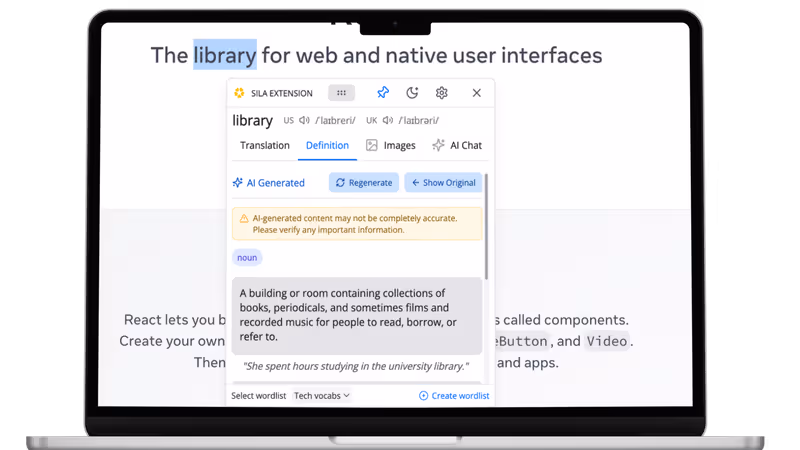 AI-enhanced definitions feature demonstration