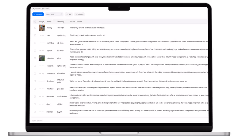 Vocabulary management feature demonstration