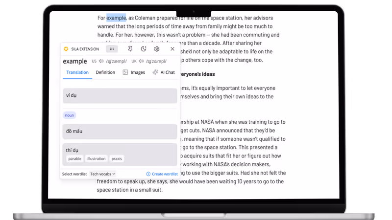 Inline translation feature demonstration